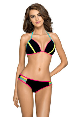 Lorin - Costum de baie 2 piese negru cu imprimeuri neon Lorin - Costum de baie 2 piese negru cu imprimeuri neon