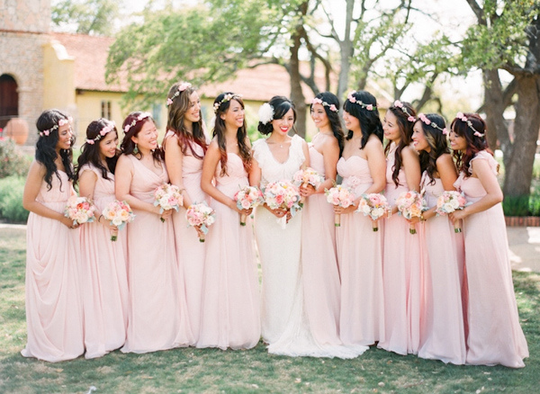 Robes demoiselles d'honneur rose pale longues