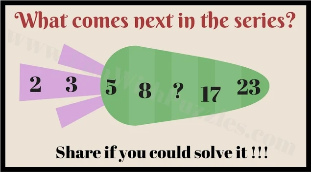 2 3 5 8 ? 17 23. What comes next in this Series Number Puzzle for Kids?