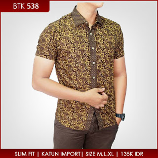 Model Baju Batik Pria Kombinasi Kain Polos Modern