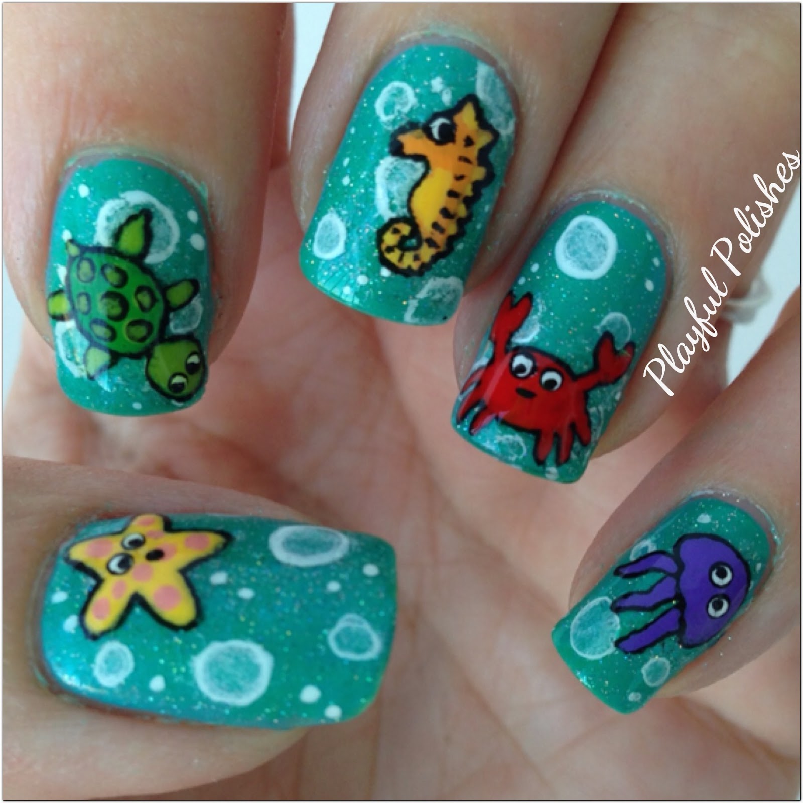 Playful Polishes: JUNE NAIL ART CHALLENGE: SEA CRITTERS