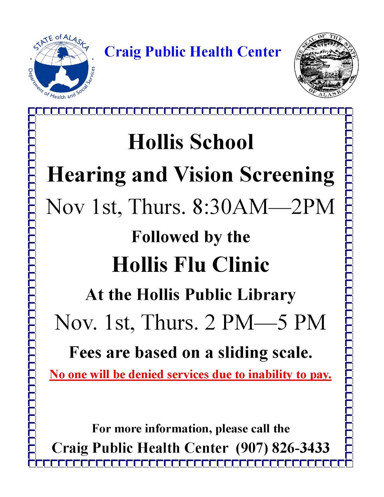 Hollis School Hearing and Vision Screening [November 1st] P.O.W. Report