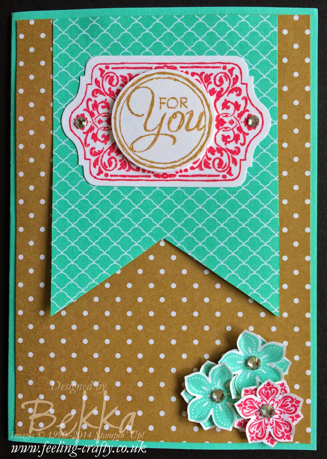 Just for you card made at a Stampin' Up! Party with UK Independent Demonstrator Bekka