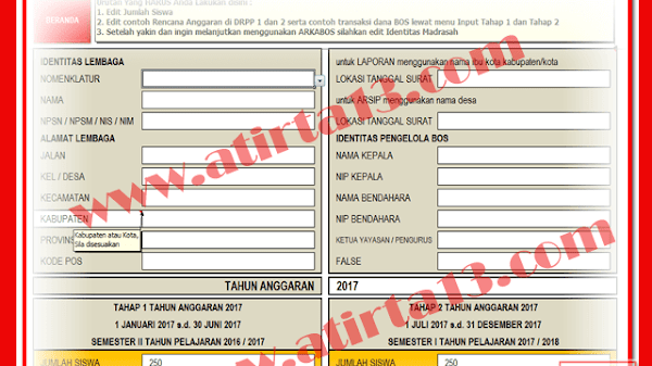 Aplikasi Arkabos Versi Terbaru tahun 2017 Format Excel.Xlsb