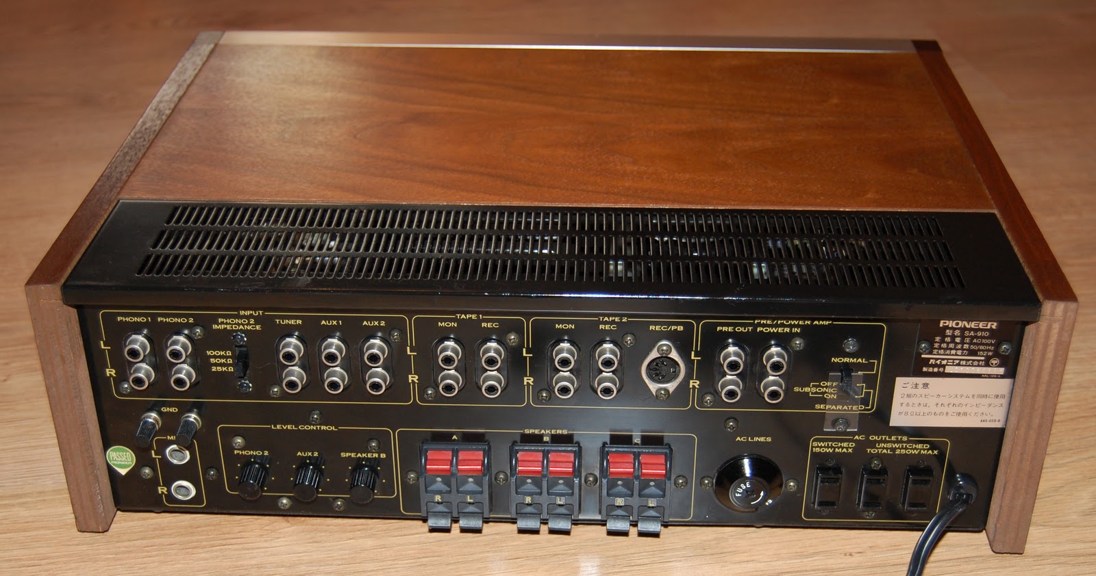 Golden Age Of Audio PIONEER SA910 Amplifier