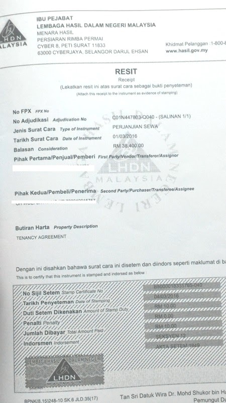 Lhdn Stamp Duty Calculation  Tenancy Agreement Stamping Service