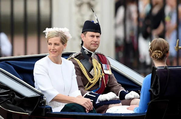 Queen Elizabeth II and Prince Philip, Duke of Edinburgh, Camilla, Duchess of Cornwall, Catherine, Duchess of Cambridge, Prince William, Prince Harry, Anne, Princess Royal, Sophie, Countess of Wessex, Prince Edward, Earl of Wessex, Lady Louise Windsor and James Viscount Severn Princess Beatrice, Princess Eugenie, Prince Andrew, Duke of York