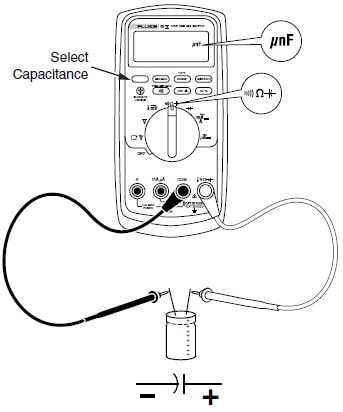 87V Fluke multimeter measuring capacitance