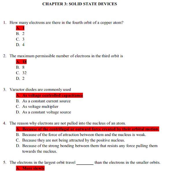 3001 Multiple choice questions in Electronic Engineering