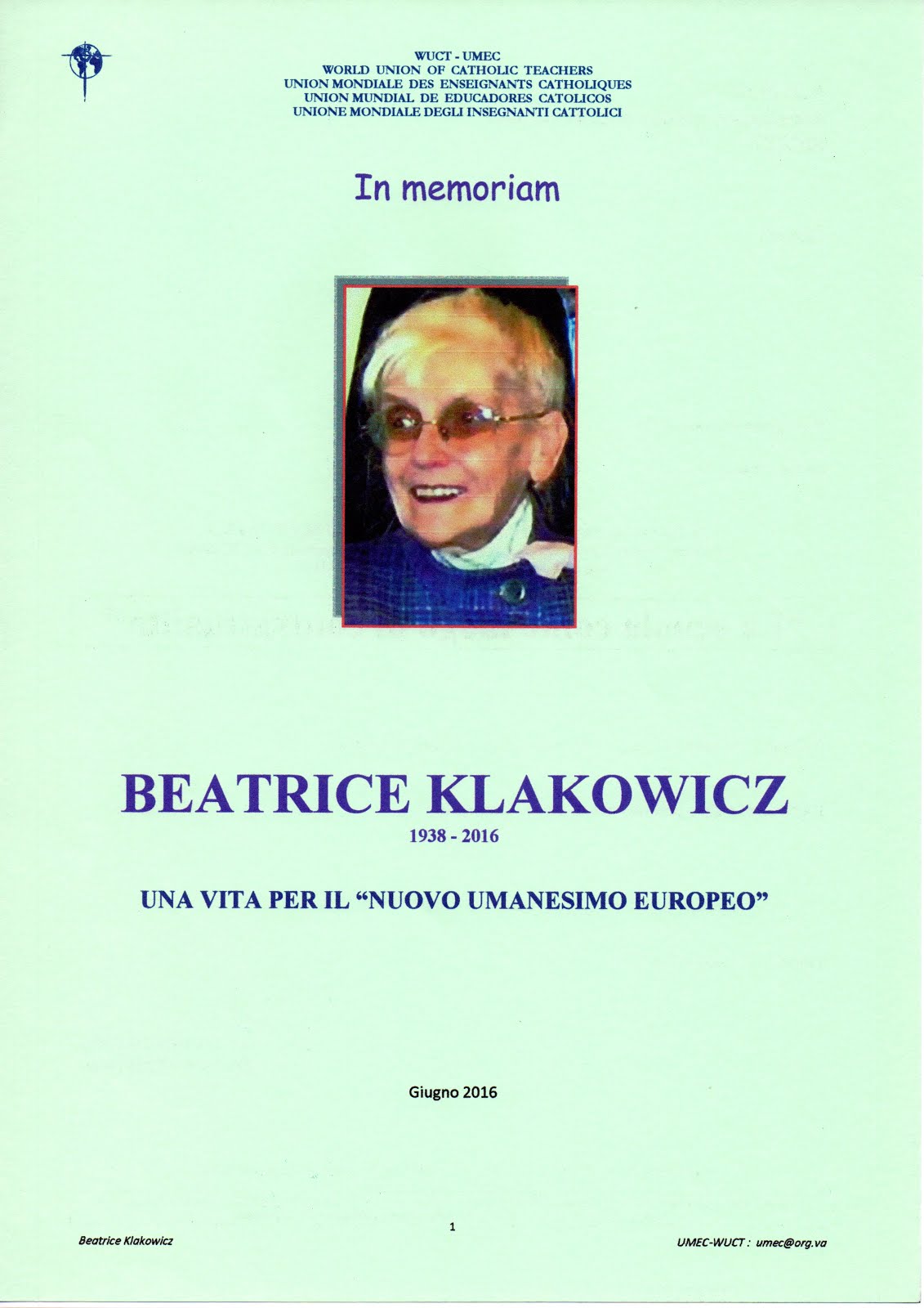 BEATRICE KLAKOWICZ - in memoriam