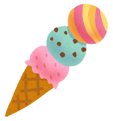 3段重ねのアイスクリームのイラスト