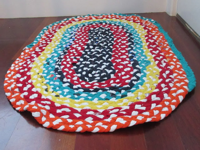 braided tee shirt rug rolled oats craft