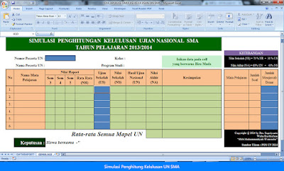 Simulasi Ujian Nasional SMA/SMK/MA Tahun Ajaran 2016 Aplikasi Format Microsoft Excel Simulasi Ujian Nasional