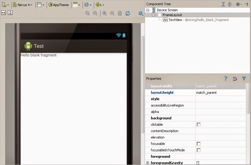 Vista de diseño de un fragmento