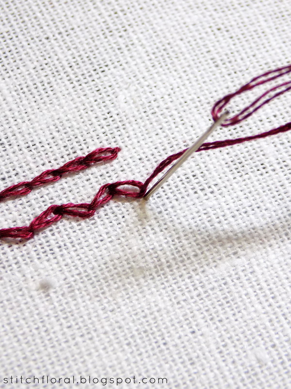 Zig zag chain stitch & Feathered chain stitch Stitch Floral