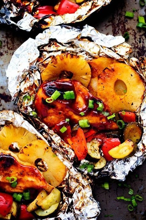 Grilled Hawaiian Barbecue Chicken In Foil