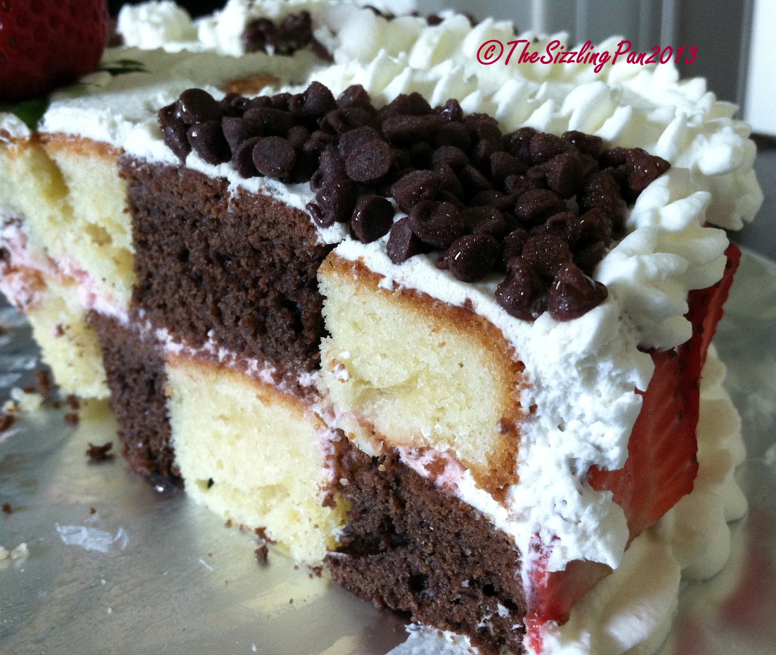 The Sizzling Pan: Vanilla and Chocolate "Checkerboard" Cake with
