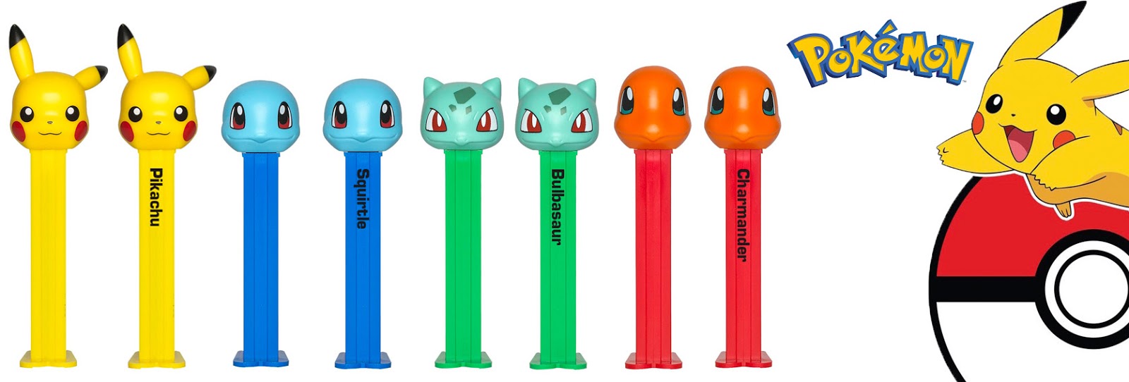 PEZ Pokemon boxed set of 4 wih names printed on the stems 2019 release 