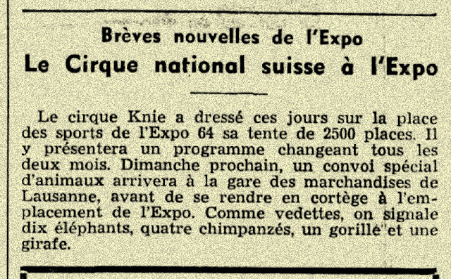 article du journal de Geneve du 23 avril 1964