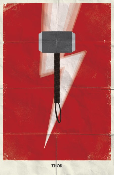 marko manev ilustração poster minimalista super heróis marvel Thor
