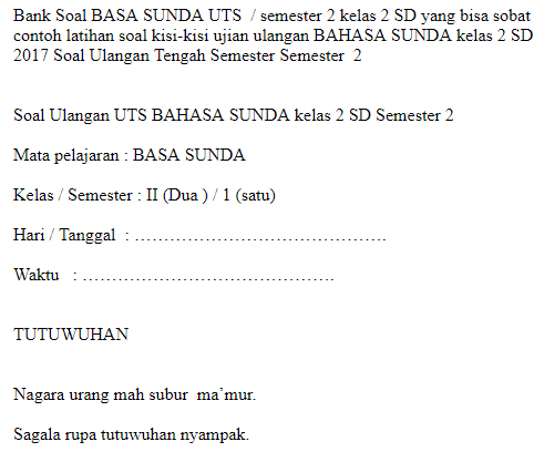 Basa Sunda Kelas 2 Sd E Guru