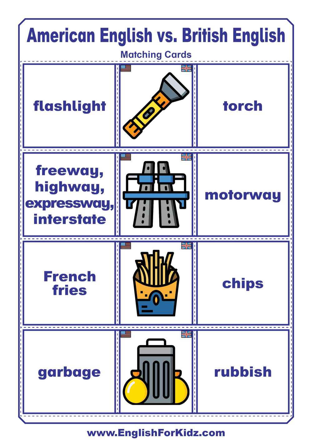 British Vs American English Worksheet