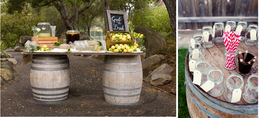 Whiskey Barrel Wedding Drink Stations