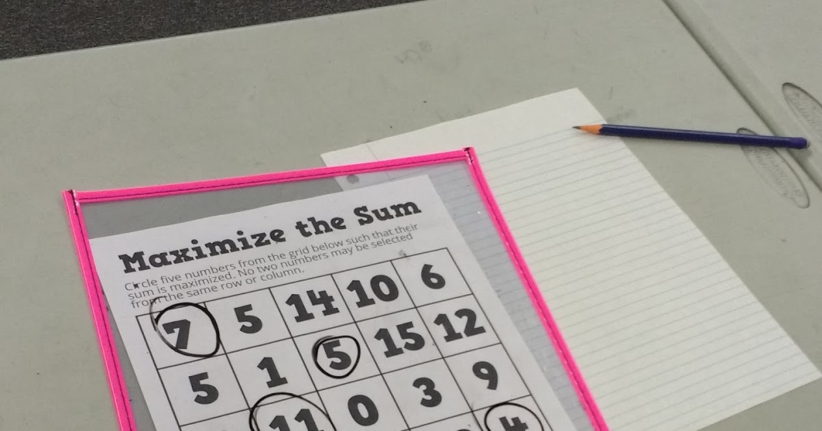 Math = Love Maximize the Sum Puzzle from Puzzle Box, Volume 3