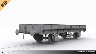 Fastline Simulation: In progress clay render of a 33t SPV plate wagon.