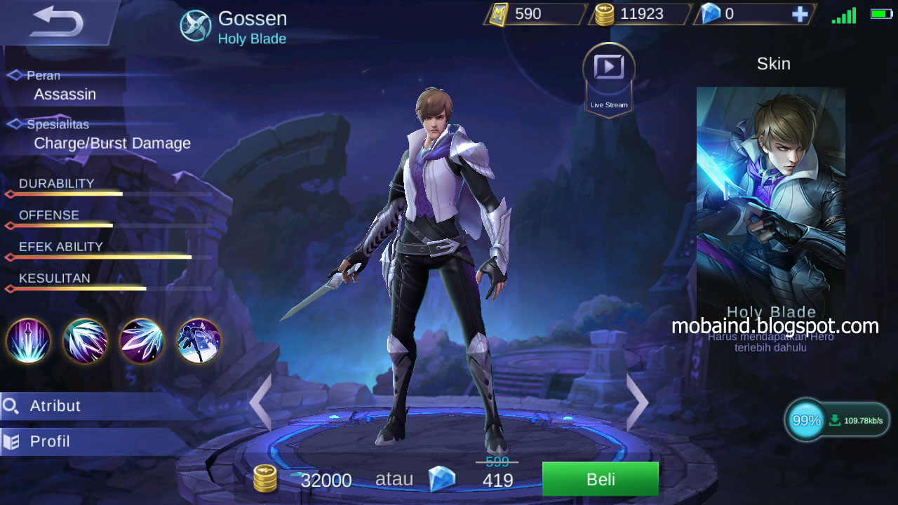 New Hero Gossen Holy Blade Adik Hayabusa Mobile Legends