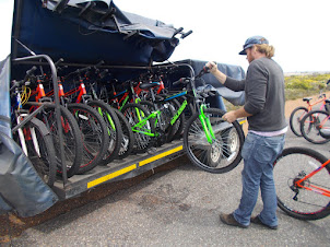 "RALEIGH" Mountain bikes being off-loaded in "Cape  Point Nature  Reserve.