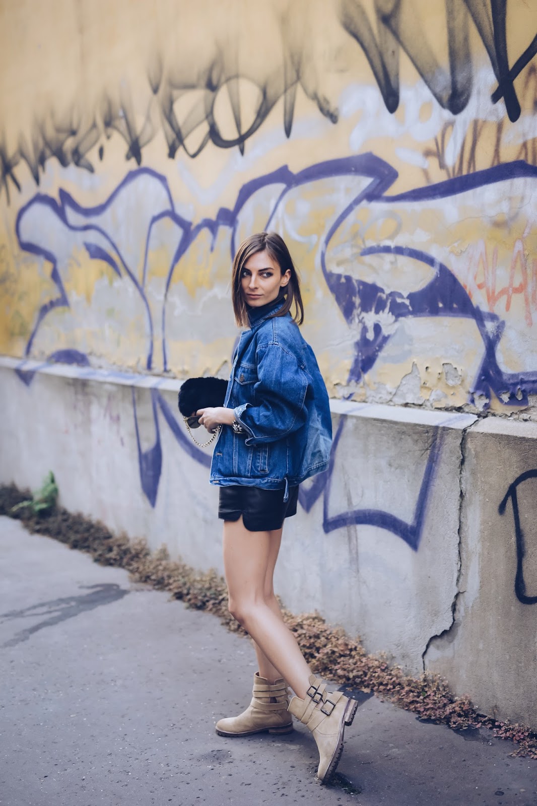 WEARING A DENIM JACKET & LEATHER SHORTS What Vero Wears