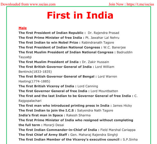 First in Inida Static GK first-in-inida-static-gk