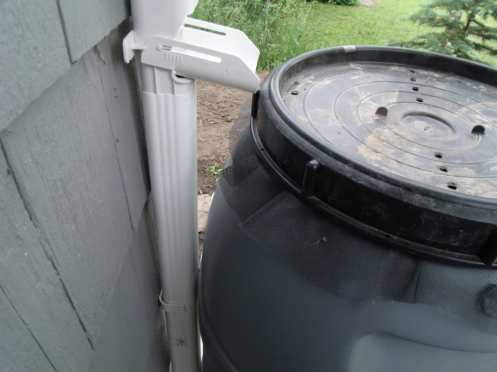 Gear Acres at Top of the Hill: DIY Downspout Diverter Install for the Rain Barrel