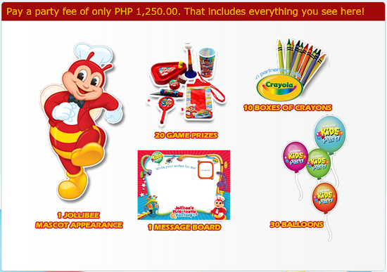 Jollibee Party Package items for 2016