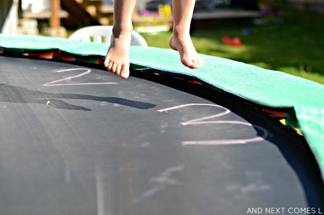 Using a trampoline to practice time telling