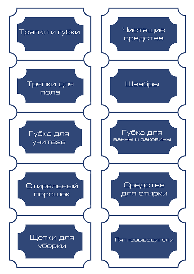 Наклейки для организации чистящих средств и стирки