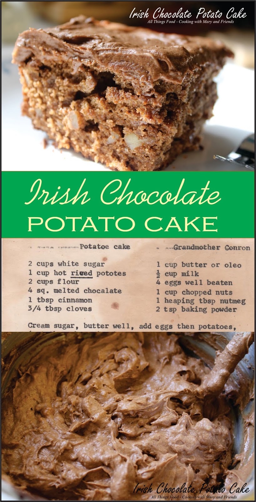 Cooking With Mary and Friends Irish Chocolate Potato Cake