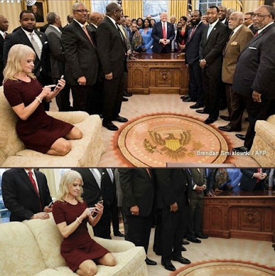 Social media divided over Kellyanne Conway's Oval office pose