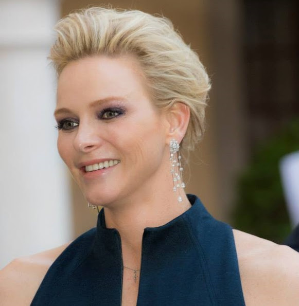 Prince Albert of Monaco and Princess Charlene of Monaco hosted an cocktail party in the Princely Palace courtyard on May 23,2015 in Monaco. 