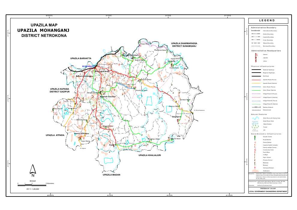 Mohanganj Upazila Map Netrokona District Bangladesh