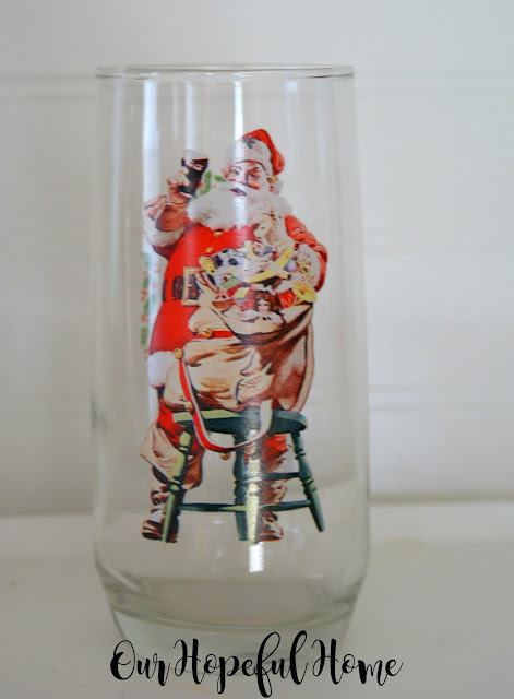coca cola Christmas drinking glass Haddon Sundblom Santa