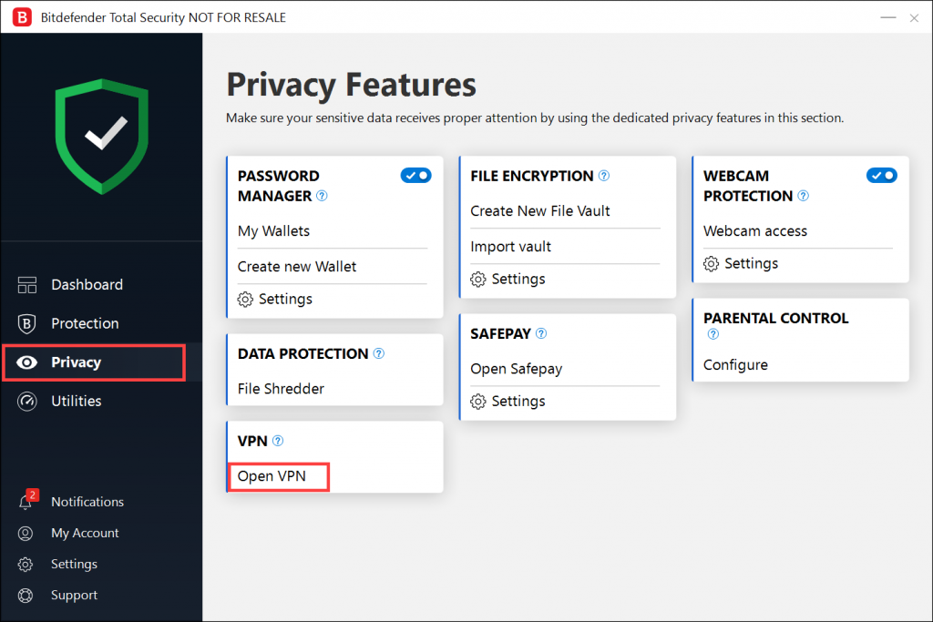 Bitdefender privacy features