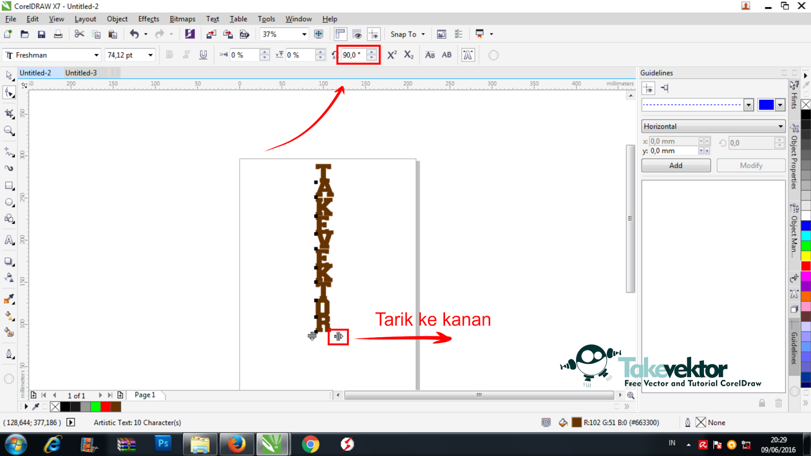 Cara Membuat Vertical text dengan Coreldraw TakeVektor Tutorial and