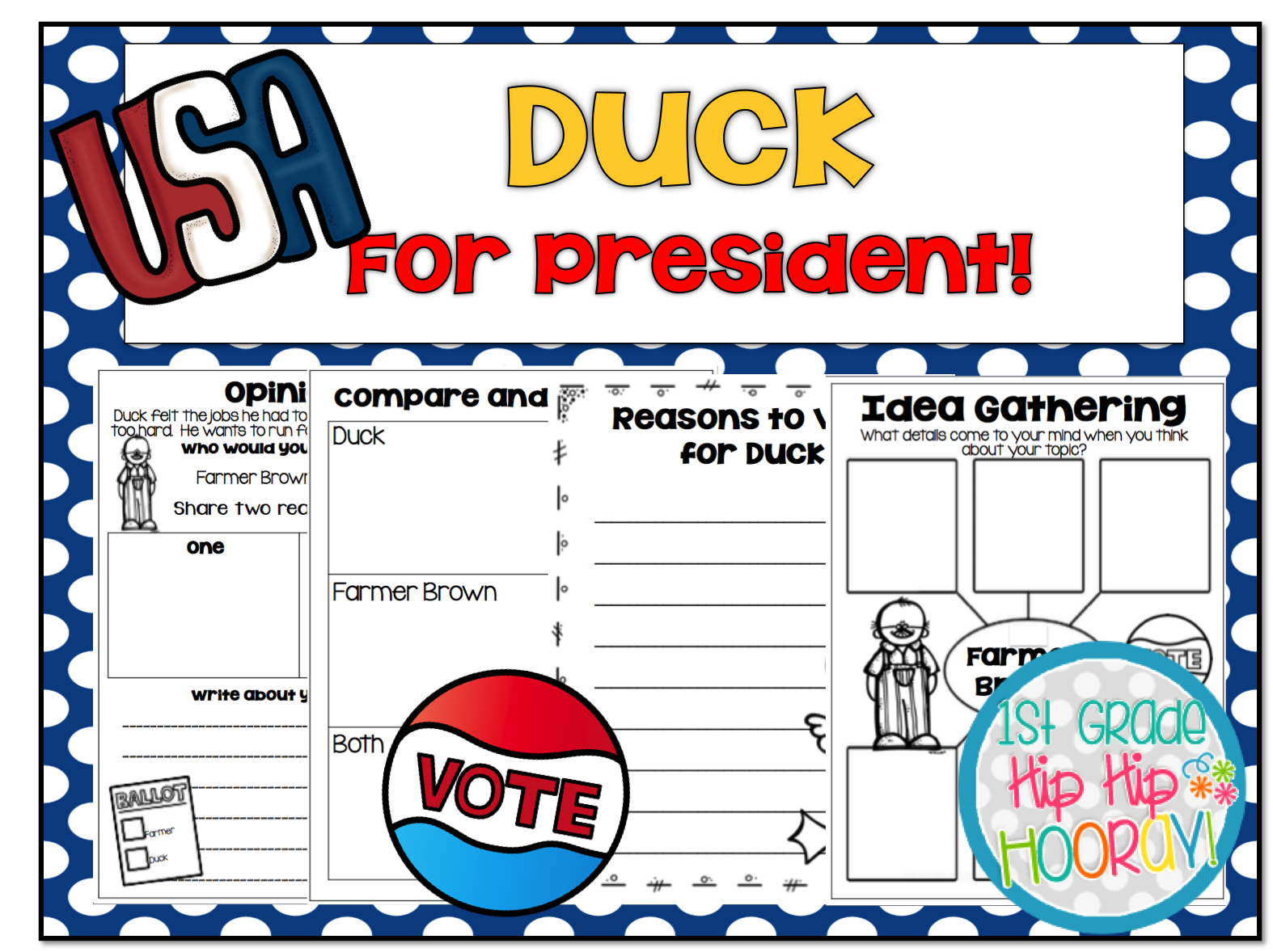 1st Grade Hip Hip Hooray!: Doreen Cronin's Duck for President!