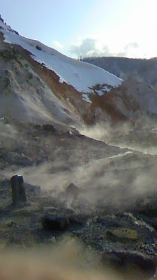 Noboribetsu is known for its onsens (hot spring baths). Here it is in its bubbling, natural state