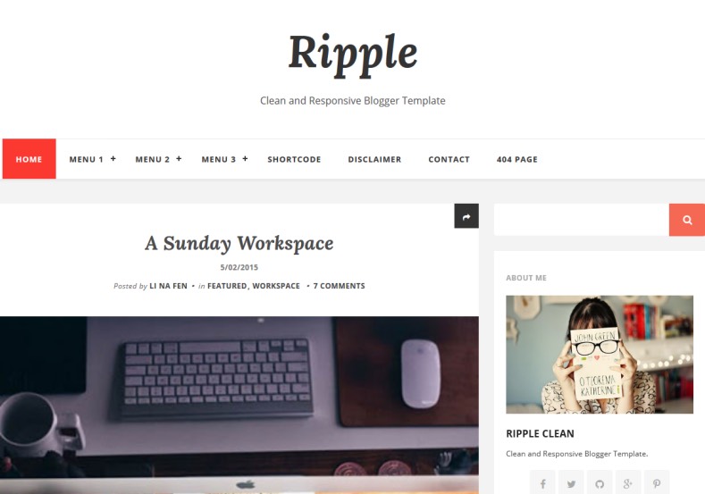 Demonstração Tema Ripple Responsivo para Blogs 2018