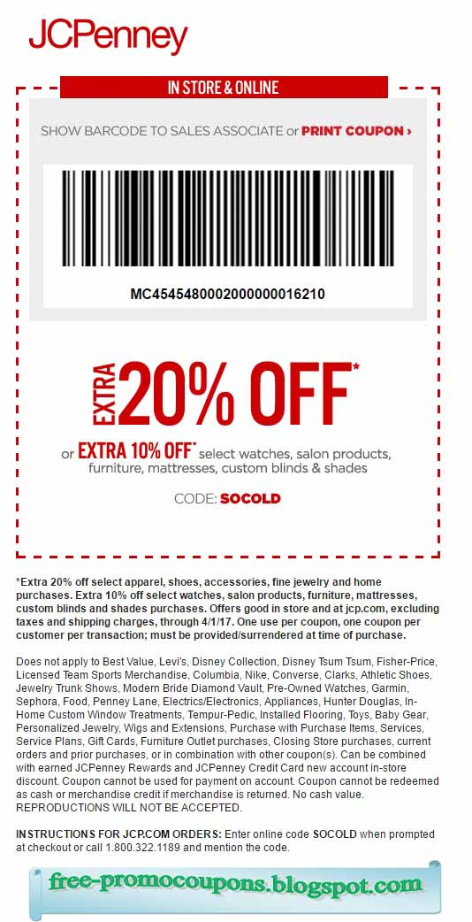 Printable Coupons 2018 JcPenney Coupons