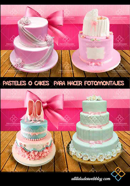 4 tipos de cakes con fondo transparente para hacer fotomontajes.