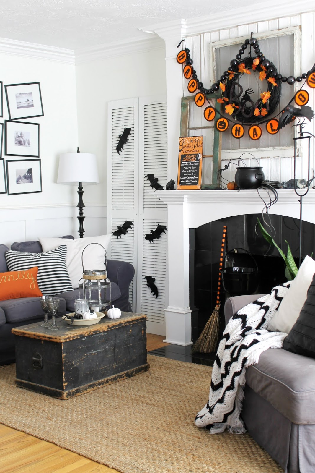 Black White And Orange Halloween Decorating In Our Living